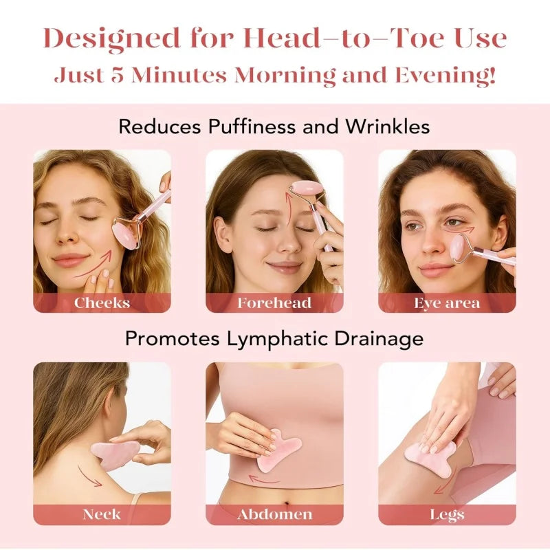 2-teiliges Gesichtsmassage-Set – Ice Roller für Gesicht, Hals & Augen, Gua Sha Board, Tragbarer Facial Roller für Lifting & Konturierung