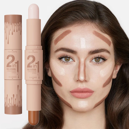 Doppelseitiger Highlighter & Contour Stick – 3D-Konturierung, Nasenschatten, Gesichtsform, Aufhellen & Modellieren