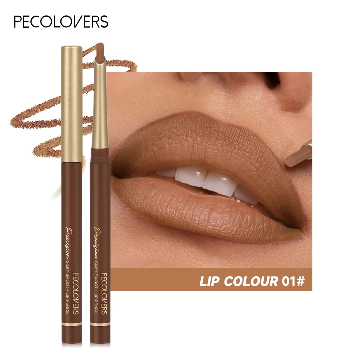 Matte Lippenkonturenstifte in 6 Farben – abgeschrägte Präzisionsspitze, natürliche Nude- & Brauntöne, langanhaltendes Make-up
