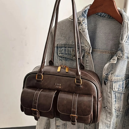 Damen Schultertasche in Kaffee-Braun mit mehreren Taschen – Stylische Vielseitige Letter-Crossbody-Tasche für Reisen, Arbeit, Shopping und Dates