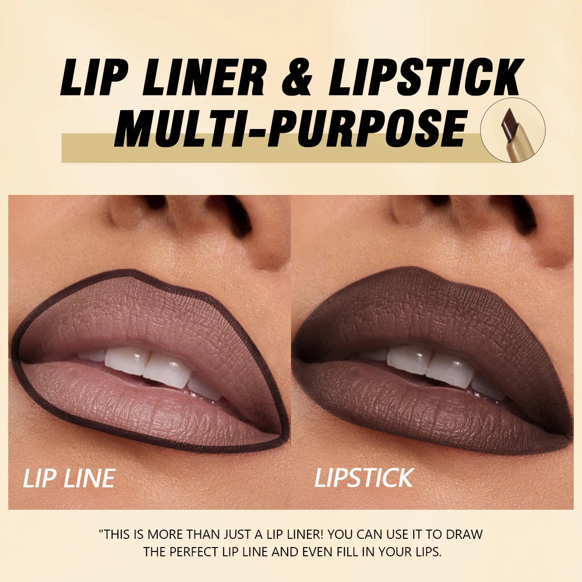 Matte Lippenkonturenstifte in 6 Farben – abgeschrägte Präzisionsspitze, natürliche Nude- & Brauntöne, langanhaltendes Make-up