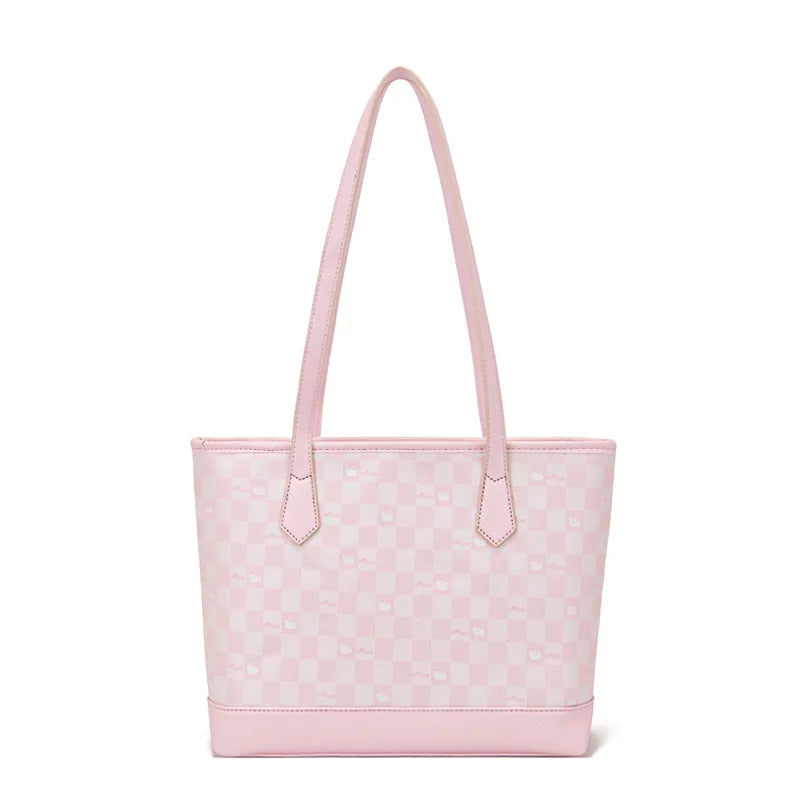 Vintage Bedruckte Tote Bag – Süße Rosa Reisetasche mit großem Fassungsvermögen, Lässige Damenhandtasche für Pendeln und Alltag, Schultertasche