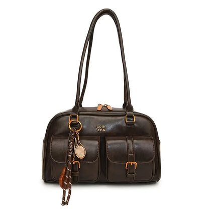 Damen Schultertasche in Kaffee-Braun mit mehreren Taschen – Stylische Vielseitige Letter-Crossbody-Tasche für Reisen, Arbeit, Shopping und Dates
