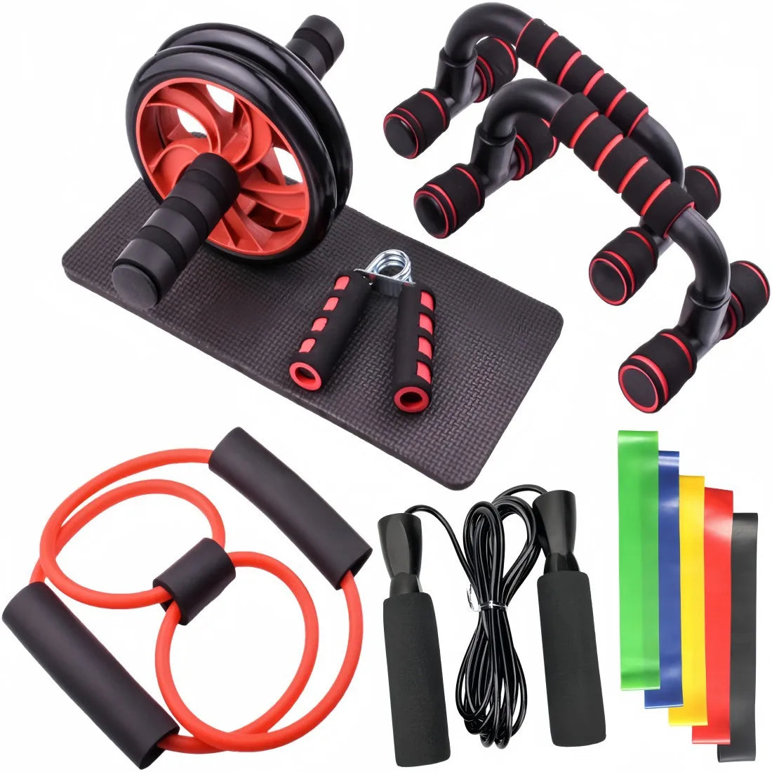 12-teiliges Ab-Roller Set – Bauchmuskeltrainer & Push-Up Unterstützung für Home Gym, Fitnessgeräte für Indoor Training