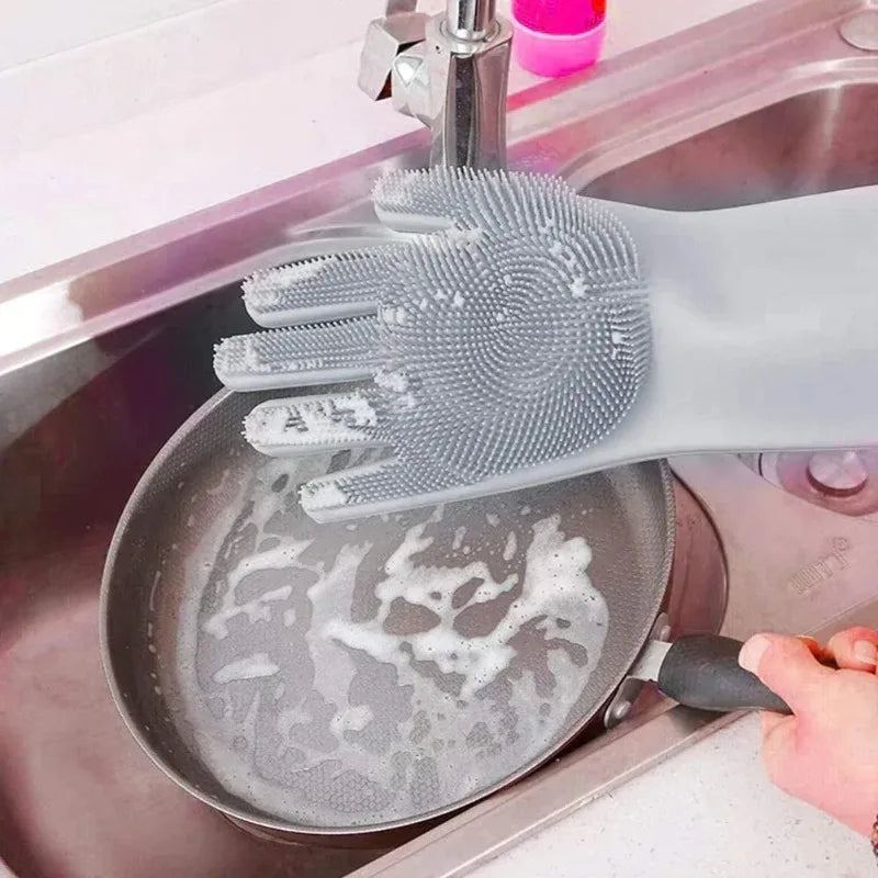 Silikon-Spülhandschuhe – Umweltfreundliche Mehrzweck-Reinigungshandschuhe, Wasserdicht, für Küche, Haustierbad & Autoreinigung