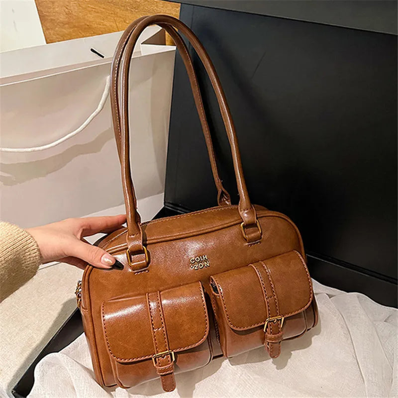 Damen Schultertasche in Kaffee-Braun mit mehreren Taschen – Stylische Vielseitige Letter-Crossbody-Tasche für Reisen, Arbeit, Shopping und Dates