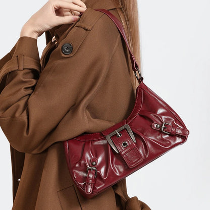 Y2K Retro Hobo-Umhängetasche für Damen mit Falten – Trendige Achsel-Clutch für Reisen, Arbeit und Shopping