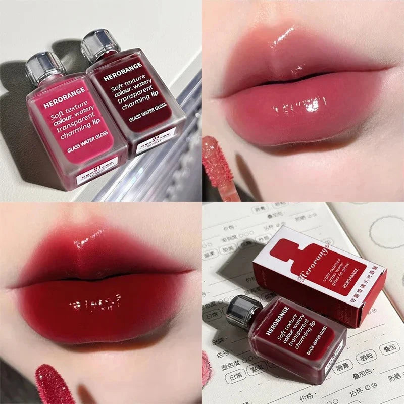 Transparentes Rotes Lip Gloss – Spiegelnder Jelly-Liquid Lippenstift, Hydratisierend & Feuchtigkeitsspendend, Langanhaltend, Lippenfarbe & Make-up