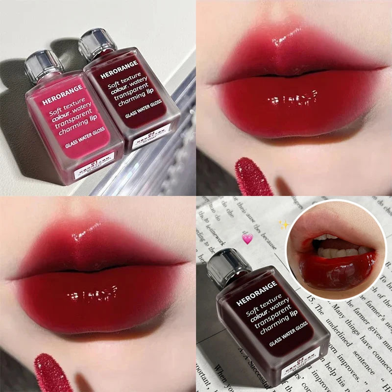 Transparentes Rotes Lip Gloss – Spiegelnder Jelly-Liquid Lippenstift, Hydratisierend & Feuchtigkeitsspendend, Langanhaltend, Lippenfarbe & Make-up