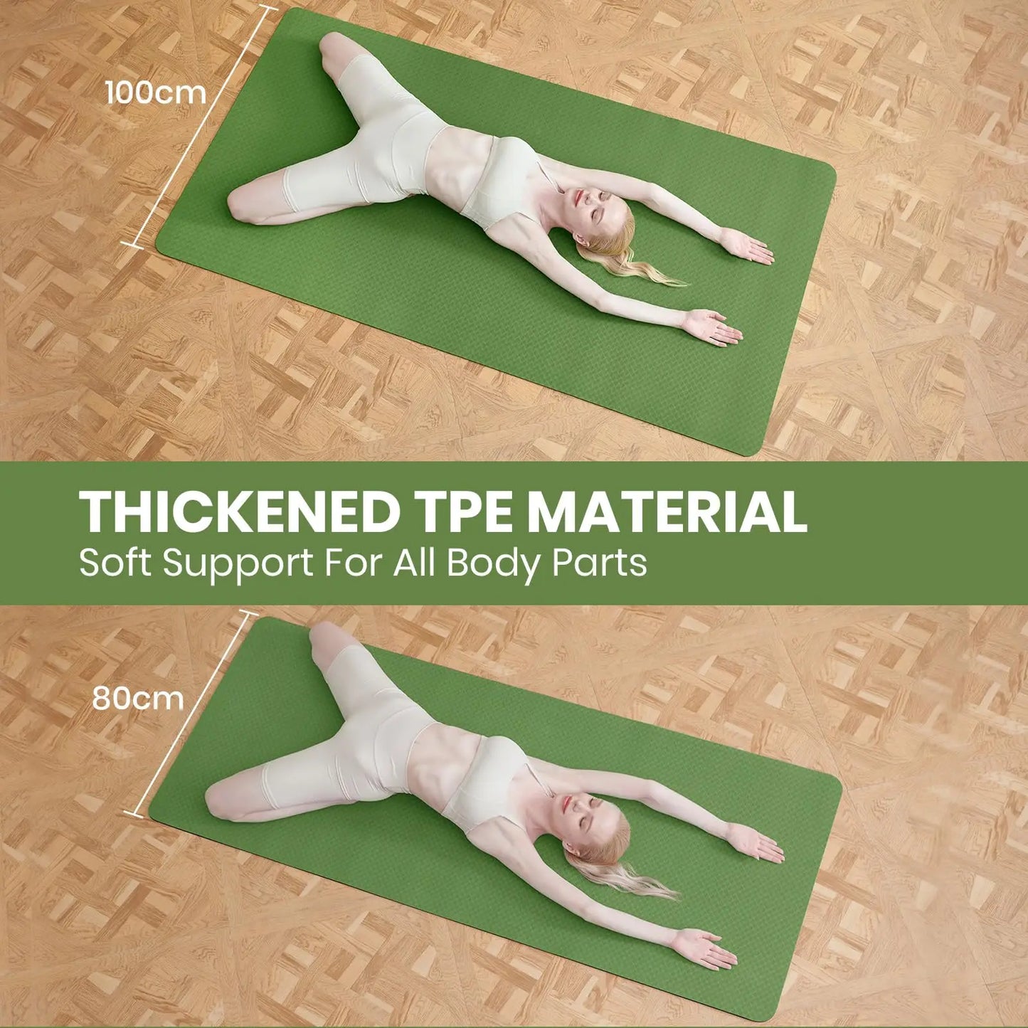 Yoga-Matte 80/100 cm – Rutschfeste TPE-Matte für Pilates, Yoga, Fitness und Training