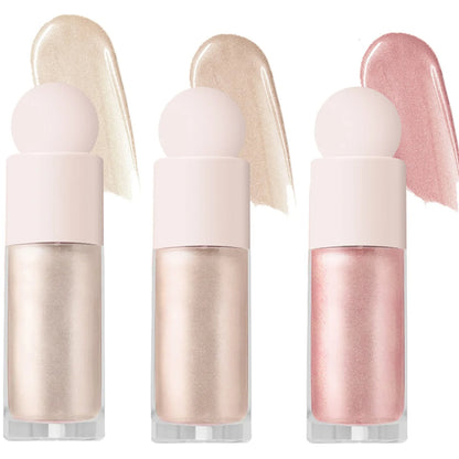 3 Farben Schimmer Flüssig-Highlighter – Langanhaltend, Gesicht & Körper, Glänzend, Ideal für Musikfestivals, Partys & Makeup-Zubehör