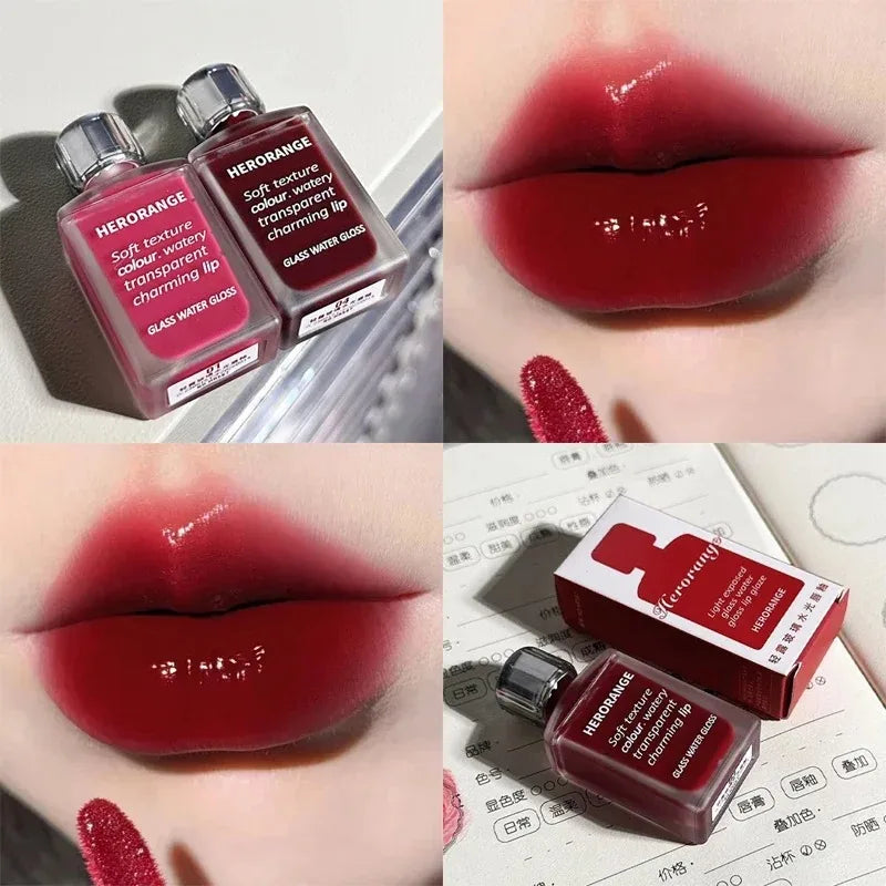 Transparentes Rotes Lip Gloss – Spiegelnder Jelly-Liquid Lippenstift, Hydratisierend & Feuchtigkeitsspendend, Langanhaltend, Lippenfarbe & Make-up