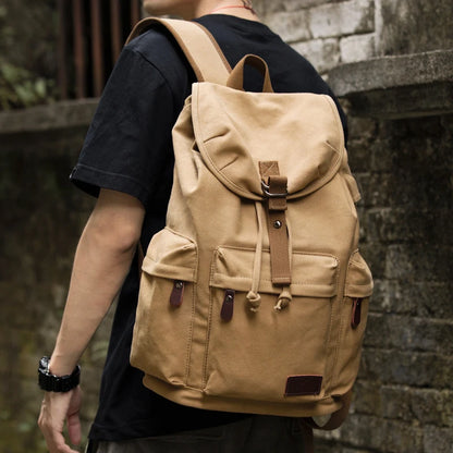 Herren Vintage Canvas Rucksack – Große Kapazität, 15,6-Zoll Laptop, Lässiger Rucksack für Pendler und Reisen, Unisex Schul- und Alltagstasche