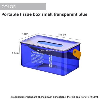 Tragbare Taschentuchbox mit Deckel für den Heim- und Schreibtischgebrauch, kreatives minimalistisches Design mit Pull-out-Funktion, transparente und leichte Aufbewahrungsbox für Taschentücher.