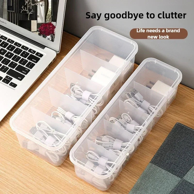 Transparente Kabel-Organizer-Box mit Deckel – Staubdichte Aufbewahrungsbox für Datenkabel, Karten & Zubehör, Büro & Zuhause