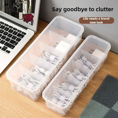 Transparente Kabel-Organizer-Box mit Deckel – Staubdichte Aufbewahrungsbox für Datenkabel, Karten & Zubehör, Büro & Zuhause