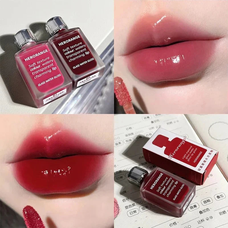 Transparentes Rotes Lip Gloss – Spiegelnder Jelly-Liquid Lippenstift, Hydratisierend & Feuchtigkeitsspendend, Langanhaltend, Lippenfarbe & Make-up