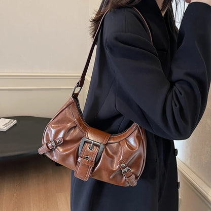 Y2K Retro Hobo-Umhängetasche für Damen mit Falten – Trendige Achsel-Clutch für Reisen, Arbeit und Shopping