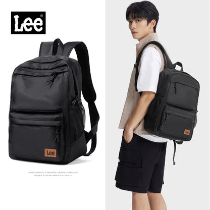 Klassischer Schwarzer Unisex College-Rucksack – Große Kapazität, lässig, Freizeit, Nylon Laptop-Rucksack für Damen und Herren
