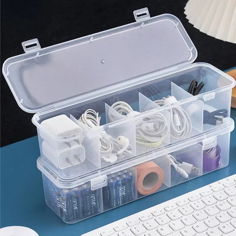 Transparente Kabel-Organizer-Box mit Deckel – Staubdichte Aufbewahrungsbox für Datenkabel, Karten & Zubehör, Büro & Zuhause