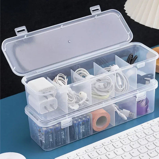 Transparente Kabel-Organizer-Box mit Deckel – Staubdichte Aufbewahrungsbox für Datenkabel, Karten & Zubehör, Büro & Zuhause