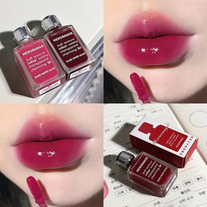 Transparentes Rotes Lip Gloss – Spiegelnder Jelly-Liquid Lippenstift, Hydratisierend & Feuchtigkeitsspendend, Langanhaltend, Lippenfarbe & Make-up