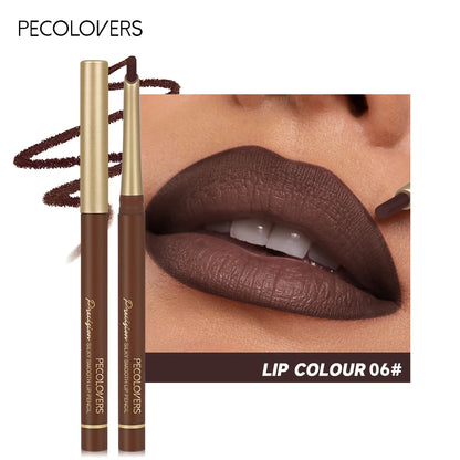 Matte Lippenkonturenstifte in 6 Farben – abgeschrägte Präzisionsspitze, natürliche Nude- & Brauntöne, langanhaltendes Make-up