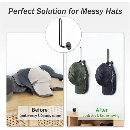 Baseballkappen-Halter für die Wand – Platzsparender Hut-Organizer mit L-förmigen Haken