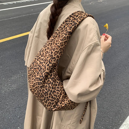 Retro Wildleder-Satteltasche für Damen mit Leopardenmuster – Trendige Herbst- und Wintermode, Unterarmtasche mit großem Fassungsvermögen, Handtasche