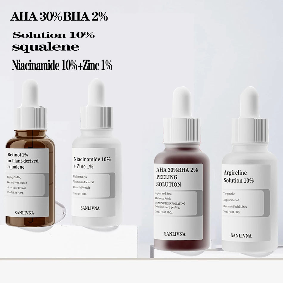 AHA 30% + BHA 2% Peeling-Gesichtsserum – Mit 10% Niacinamid, 1% Zink & 10% Hexapeptid – Feuchtigkeitsspendende Hautpflege