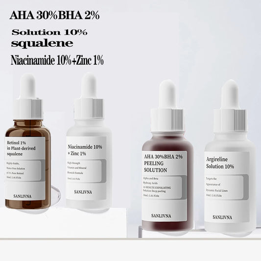 AHA 30% + BHA 2% Peeling-Gesichtsserum – Mit 10% Niacinamid, 1% Zink & 10% Hexapeptid – Feuchtigkeitsspendende Hautpflege