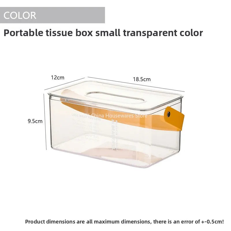 Tragbare Taschentuchbox mit Deckel für den Heim- und Schreibtischgebrauch, kreatives minimalistisches Design mit Pull-out-Funktion, transparente und leichte Aufbewahrungsbox für Taschentücher.