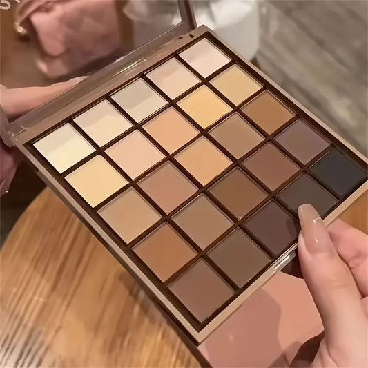 25-Farben Lidschattenpalette – matt & schimmernd, hoch pigmentiert, Braun- & Nude-Töne für Alltag, Party, Schule & Bühne