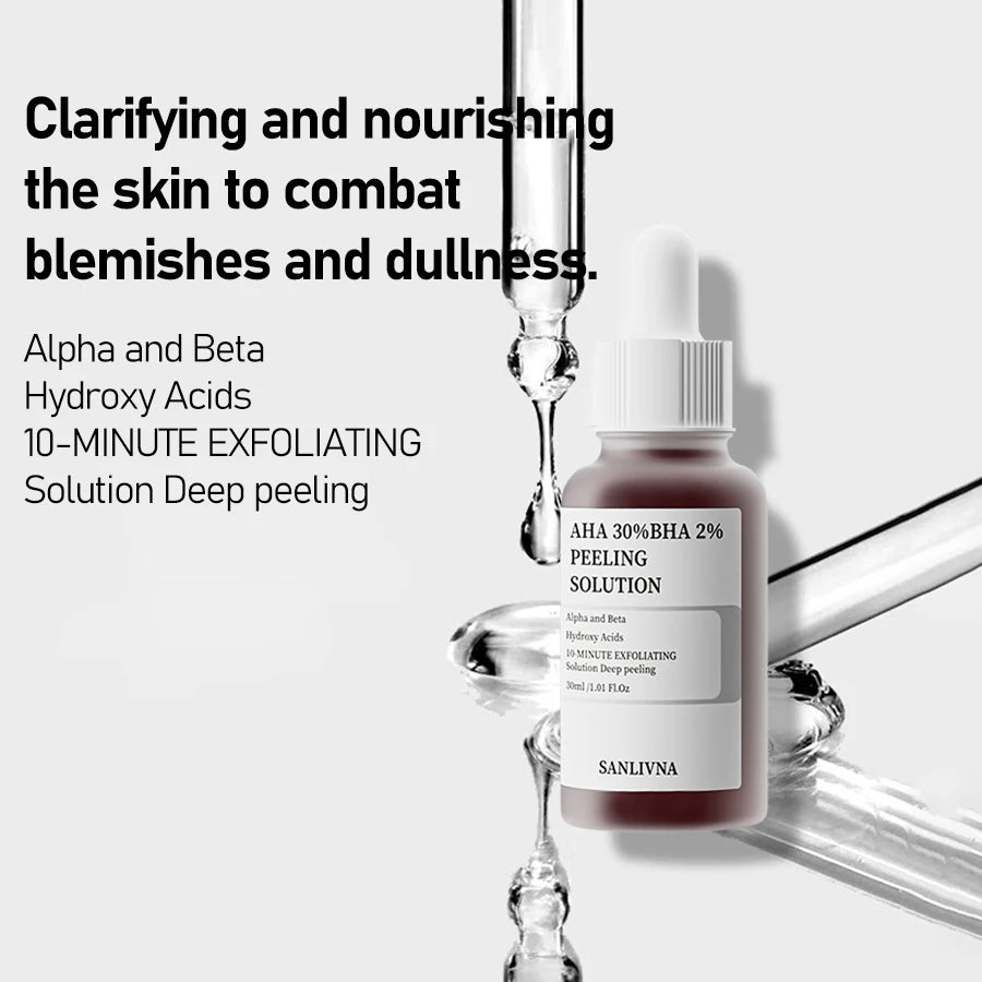 AHA 30% + BHA 2% Peeling-Gesichtsserum – Mit 10% Niacinamid, 1% Zink & 10% Hexapeptid – Feuchtigkeitsspendende Hautpflege
