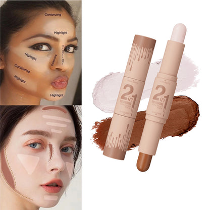 Doppelseitiger Highlighter & Contour Stick – 3D-Konturierung, Nasenschatten, Gesichtsform, Aufhellen & Modellieren