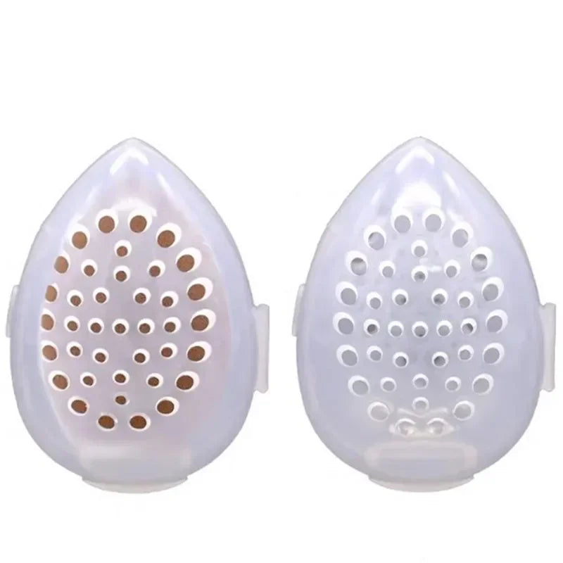 Transparente Aufbewahrungsbox für Make-up-Schwämme – Tragbarer Trocknungsbehälter, Hygienischer Schwammhalter, Eierförmiges Design