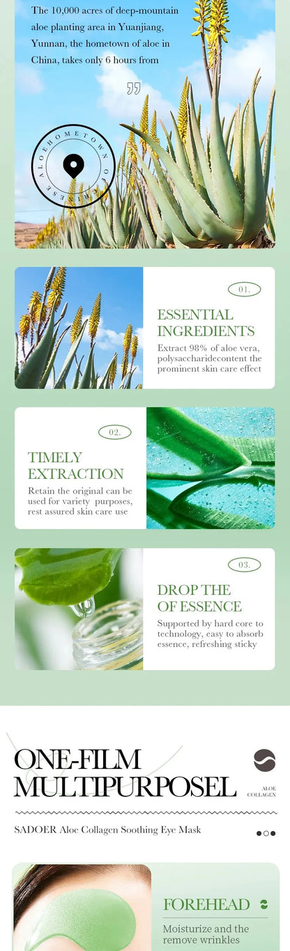 60pcs Aloe Vera Collagen Eye Mask Anti Dark C60 Stück Aloe Vera Kollagen Augenmasken – gegen dunkle Augenringe, Tränensäcke, Feuchtigkeitsverlust & Faltenpflegeircles Eyes Bags Moisturizing Anti-Wrinkles Eye Patches Eyes Skin Care Products