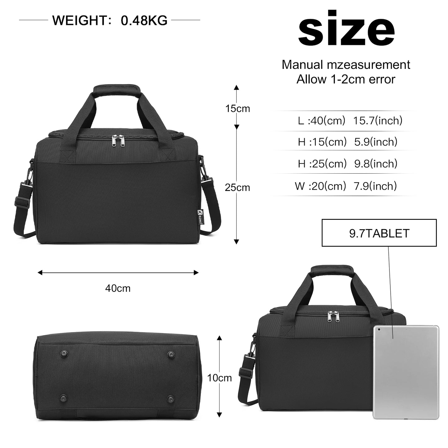 40x20x25 cm Handgepäcktasche für Ryanair – Reisetasche für Flugzeug, Weekender für Herren und Damen, maximale Größe