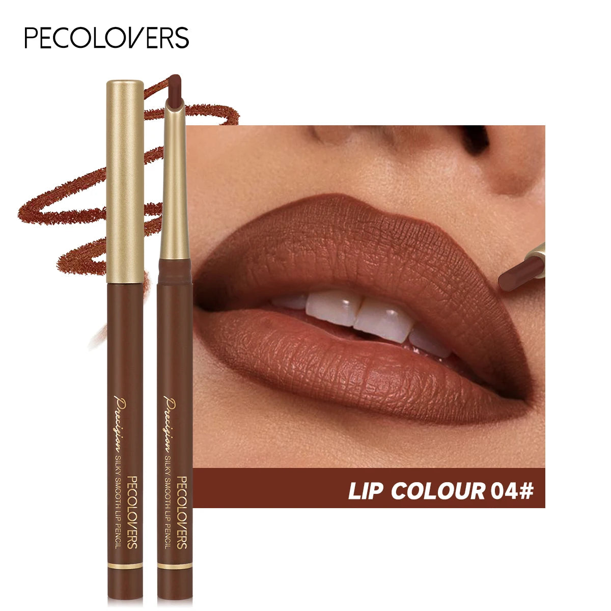 Matte Lippenkonturenstifte in 6 Farben – abgeschrägte Präzisionsspitze, natürliche Nude- & Brauntöne, langanhaltendes Make-up