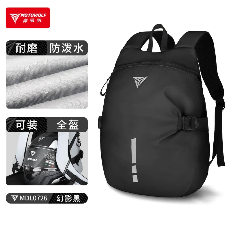 Motorrad-Helm-Rucksack – Große Kapazität, Helm-Aufbewahrungsrucksack, Wanderrucksack, Reflektierend und Wasserdicht