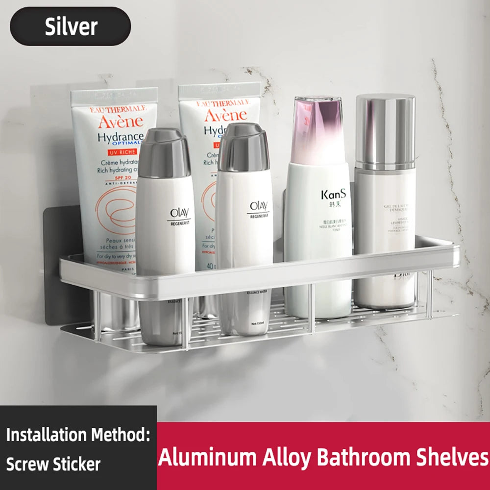 Wandmontiertes Eckregal fürs Badezimmer – Rechteckiges Duschregal ohne Bohren, Wandablage für Shampoo, Handtücher und Badaccessoires
