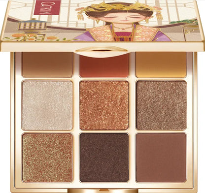 Lidschattenpalette – 9 Farben, Matt & Schimmer, Hochpigmentiert, Cremige Textur, Natürliche Bronze- & Neutral-Töne