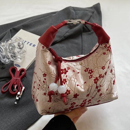 Lässige Bestickte Handtasche im Chinesischen Stil – Canvas Hanfu Stickerei, Reißverschluss Crossbody Bag, Cheongsam-Tasche für Party