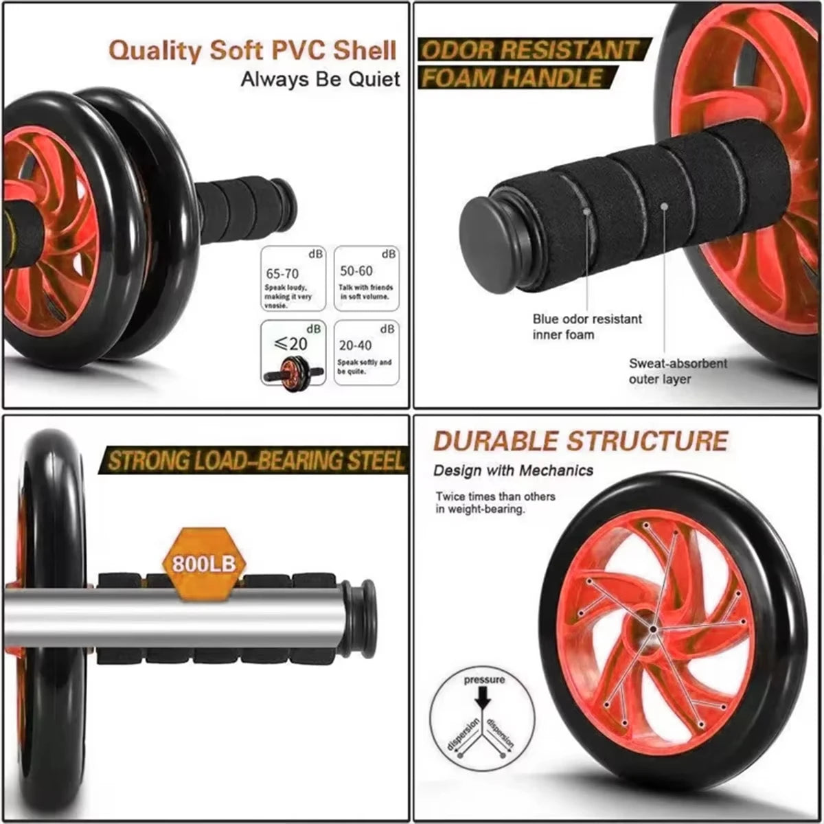 12-teiliges Ab-Roller Set – Bauchmuskeltrainer & Push-Up Unterstützung für Home Gym, Fitnessgeräte für Indoor Training