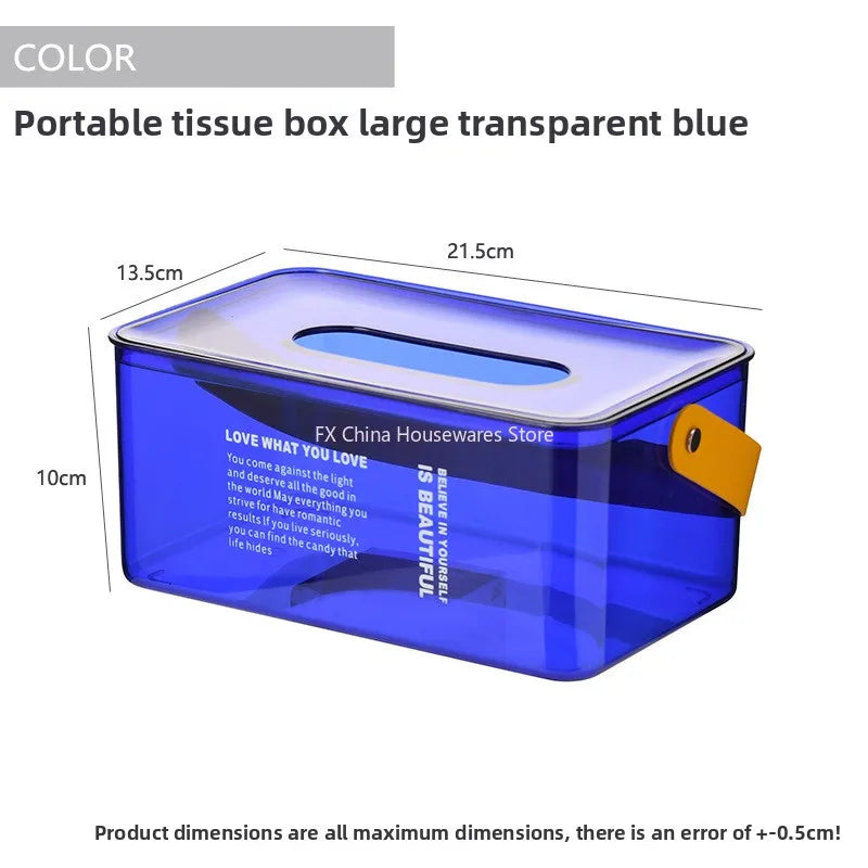 Tragbare Taschentuchbox mit Deckel für den Heim- und Schreibtischgebrauch, kreatives minimalistisches Design mit Pull-out-Funktion, transparente und leichte Aufbewahrungsbox für Taschentücher.