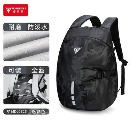 Motorrad-Helm-Rucksack – Große Kapazität, Helm-Aufbewahrungsrucksack, Wanderrucksack, Reflektierend und Wasserdicht