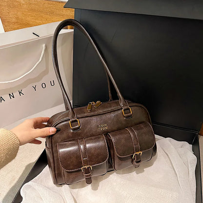 Damen Schultertasche in Kaffee-Braun mit mehreren Taschen – Stylische Vielseitige Letter-Crossbody-Tasche für Reisen, Arbeit, Shopping und Dates