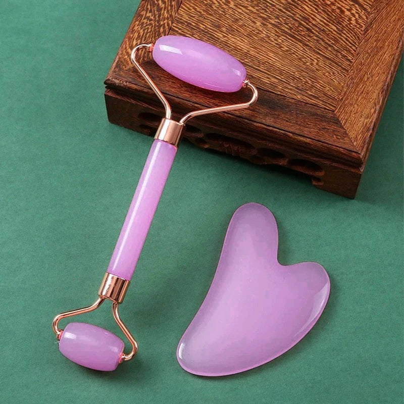 2-teiliges Gesichtsmassage-Set – Ice Roller für Gesicht, Hals & Augen, Gua Sha Board, Tragbarer Facial Roller für Lifting & Konturierung