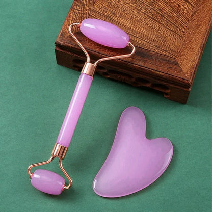 2-teiliges Gesichtsmassage-Set – Ice Roller für Gesicht, Hals & Augen, Gua Sha Board, Tragbarer Facial Roller für Lifting & Konturierung