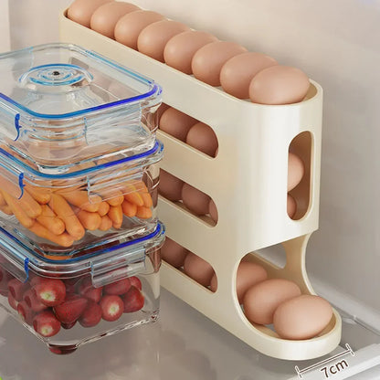 4-stöckiger Automatischer Eierhalter mit Rollfunktion – Eier Organizer für Kühlschrank, Eieraufbewahrungsbox & Eier Spender